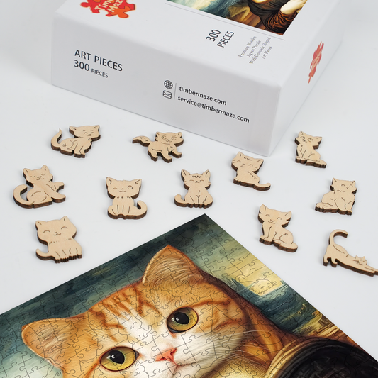 Mona Lisa Cat - Wooden Jigsaw Puzzle
