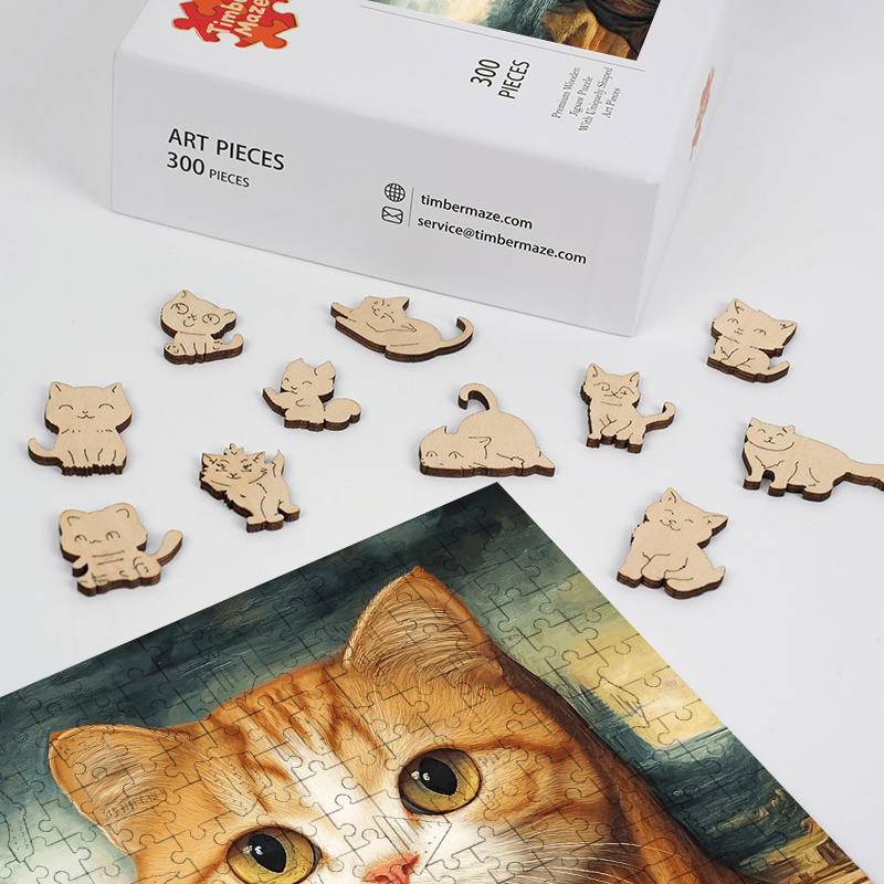 Mona Lisa Cat - Wooden Jigsaw Puzzle