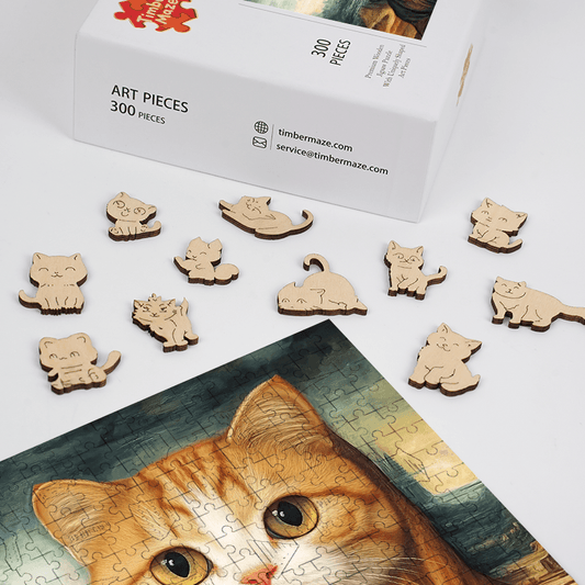 Mona Lisa Cat - Wooden Jigsaw Puzzle