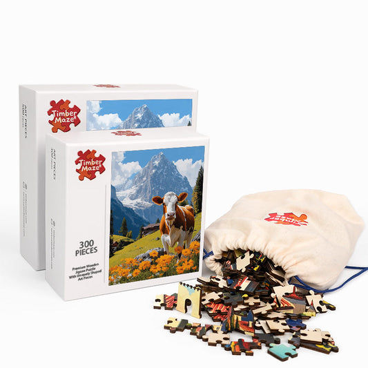 Swiss Diary Cow - Wooden Jigsaw Puzzle