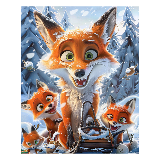 Winter Fox Family Fun - Wooden Jigsaw Puzzle