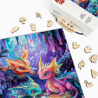 Rainbow Dragon Babies - Wooden Jigsaw Puzzle