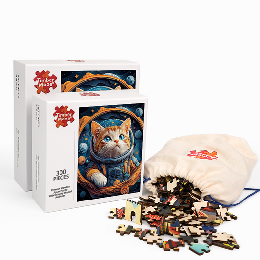 The Astronaut Cat - Wooden Jigsaw Puzzle