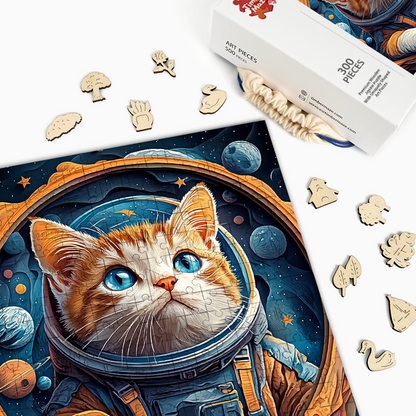 The Astronaut Cat - Wooden Jigsaw Puzzle