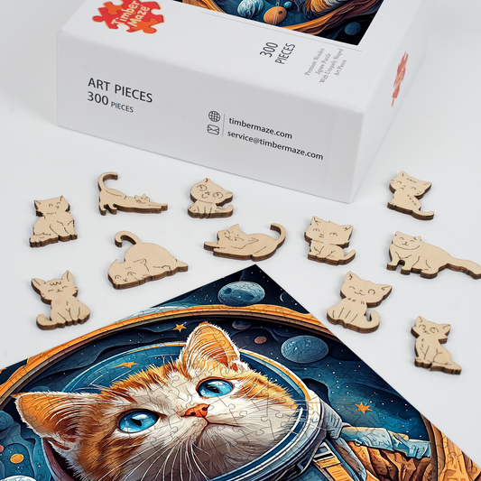 The Astronaut Cat - Wooden Jigsaw Puzzle