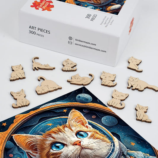 The Astronaut Cat - Wooden Jigsaw Puzzle