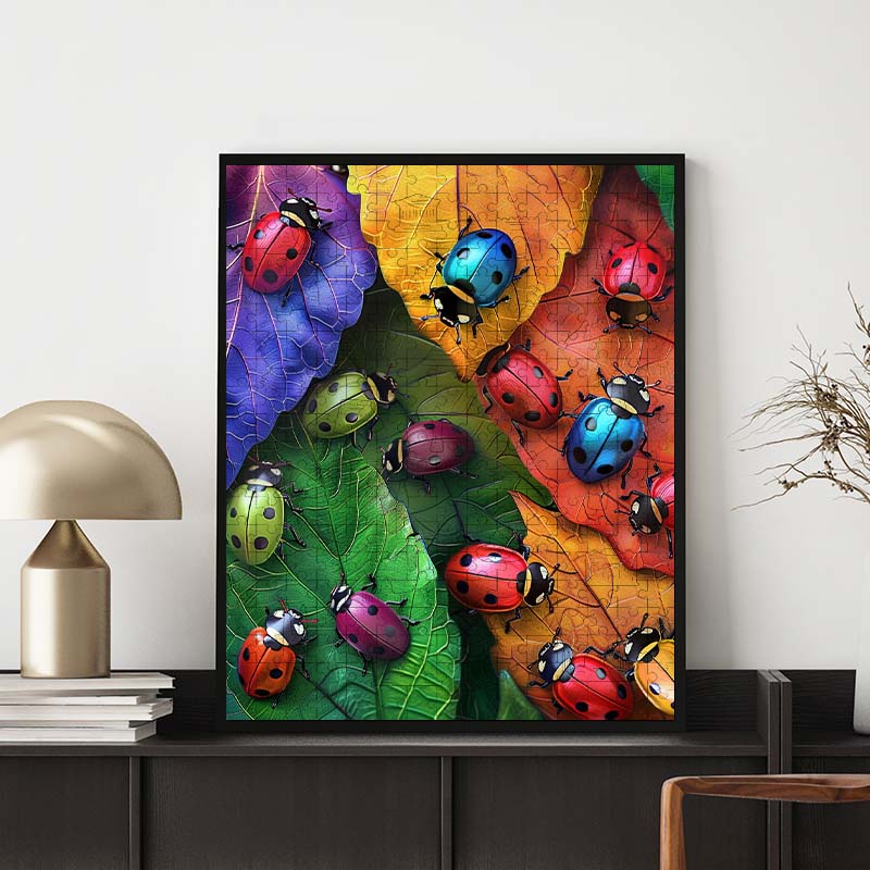 Autumnal Ladybugs - Wooden Jigsaw Puzzle