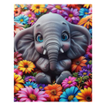 Baby Elephant with Flowers - Wooden Jigsaw Puzzle