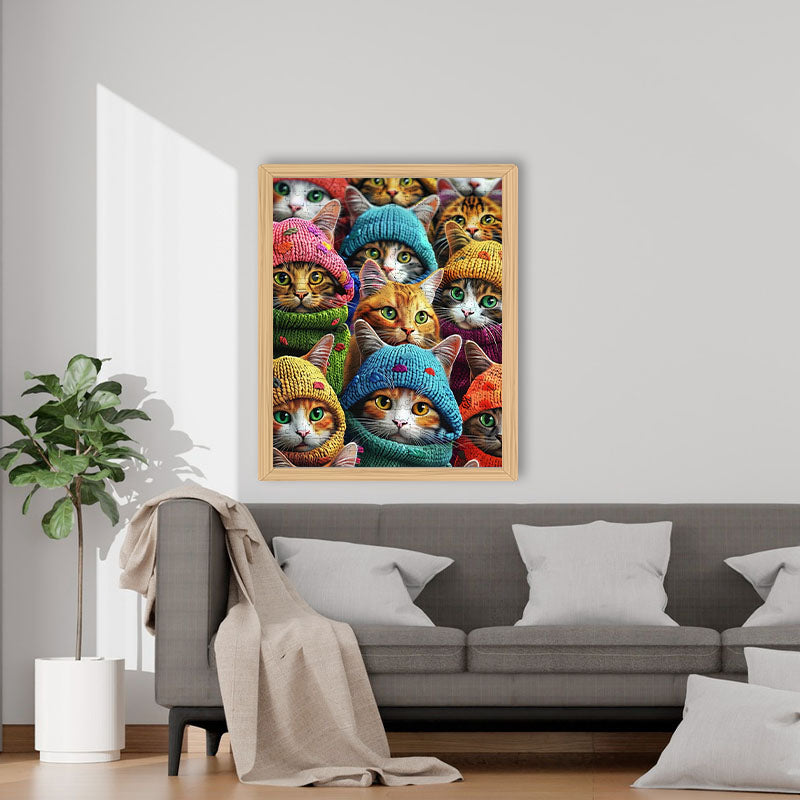 Cats in Knitted Hats - Wooden Jigsaw Puzzle