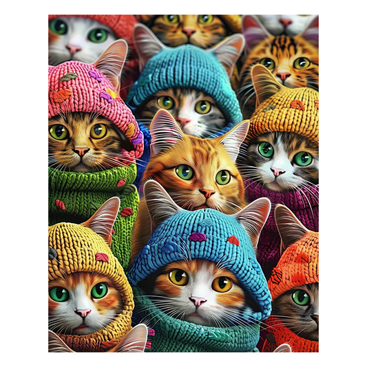 Cats in Knitted Hats - Wooden Jigsaw Puzzle