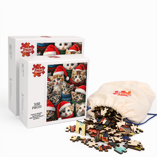 Christmas Kittens - Wooden Jigsaw Puzzle