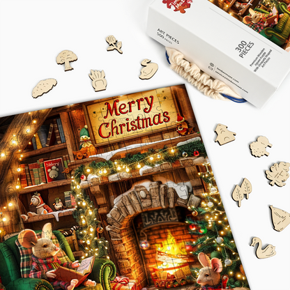 Christmas Mice - Wooden Jigsaw Puzzle