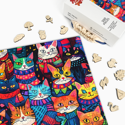 Colorful Cats - Wooden Jigsaw Puzzle
