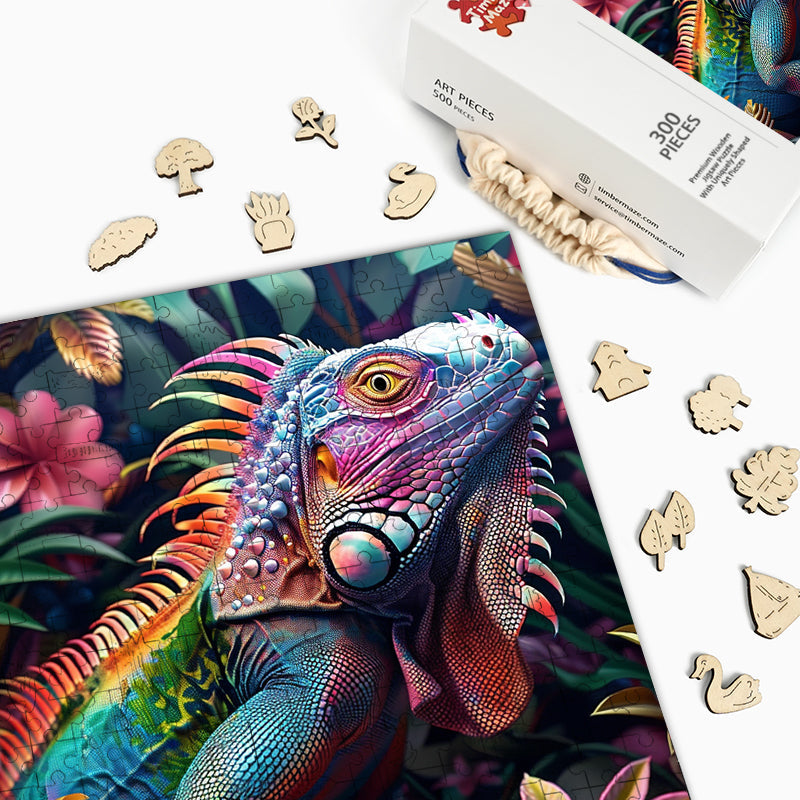 Iridescent Iguana - Wooden Jigsaw Puzzle