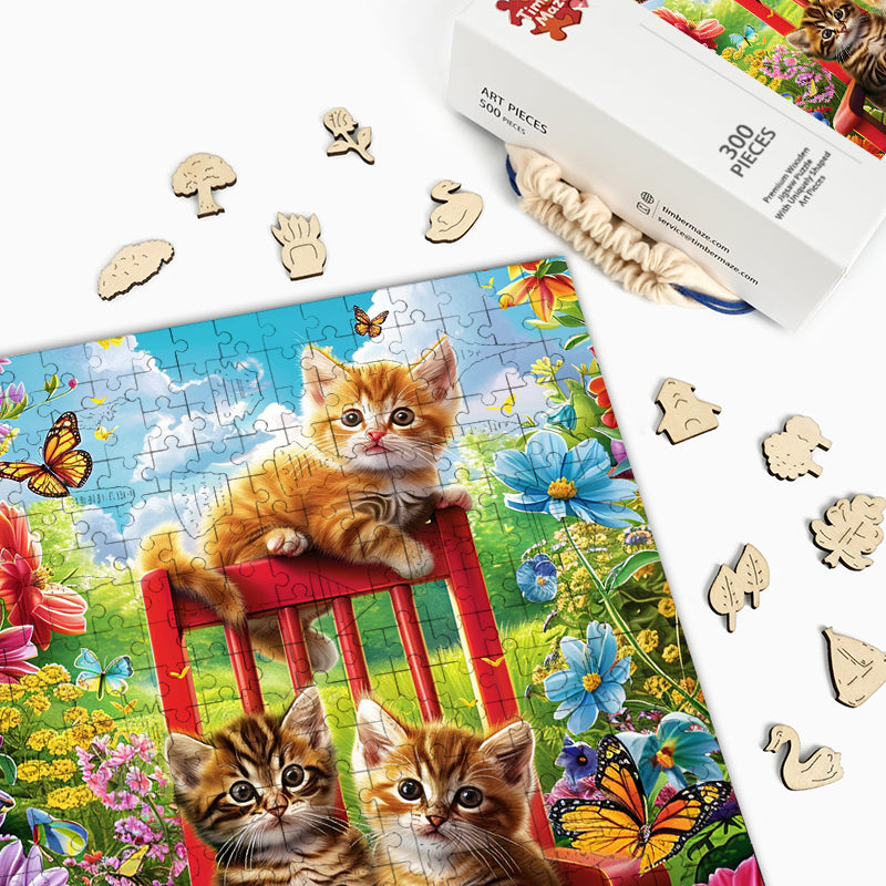 Kittens on a Chair - Wooden Jigsaw Puzzle