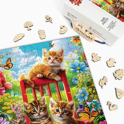 Kittens on a Chair - Wooden Jigsaw Puzzle