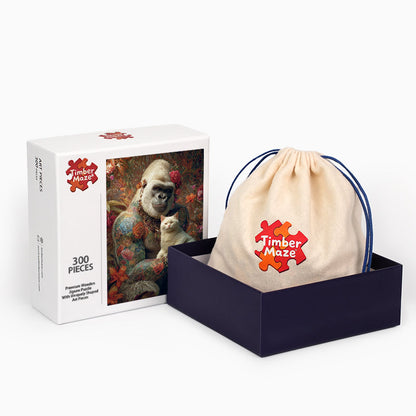 Orangutan and Cat - Wooden Jigsaw Puzzle