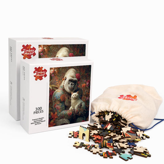 Orangutan and Cat - Wooden Jigsaw Puzzle
