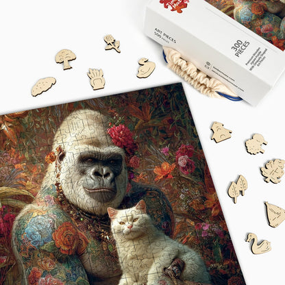 Orangutan and Cat - Wooden Jigsaw Puzzle