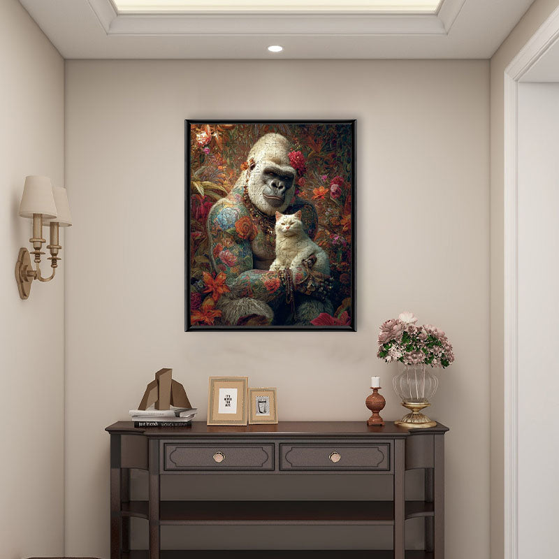 Orangutan and Cat - Wooden Jigsaw Puzzle