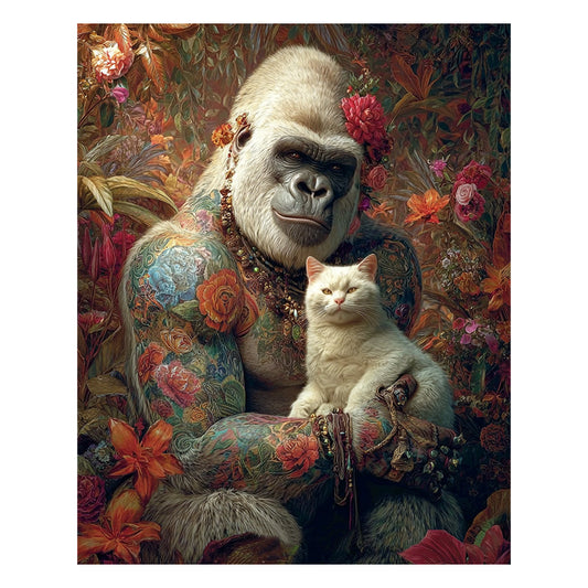 Orangutan and Cat - Wooden Jigsaw Puzzle