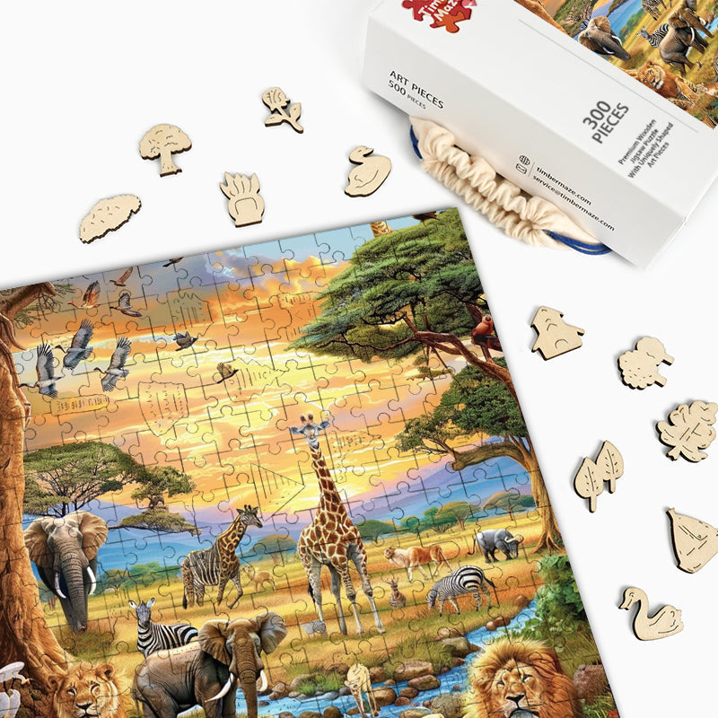 Serengeti Sunset - Wooden Jigsaw Puzzle