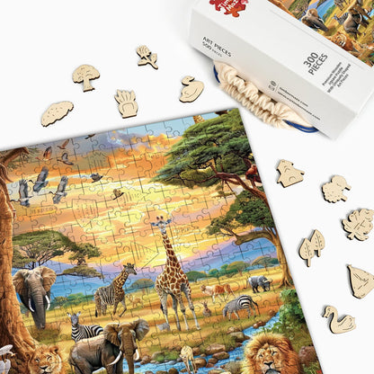 Serengeti Sunset - Wooden Jigsaw Puzzle