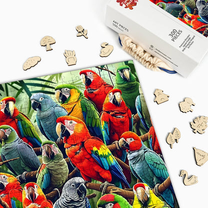 Tropical Parrots - Wooden Jigsaw Puzzle