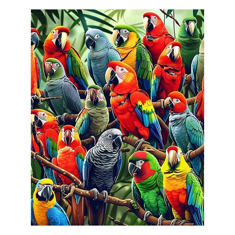 Tropical Parrots - Wooden Jigsaw Puzzle