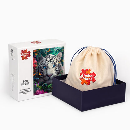 White Tiger in Jungle - Wooden Jigsaw Puzzle