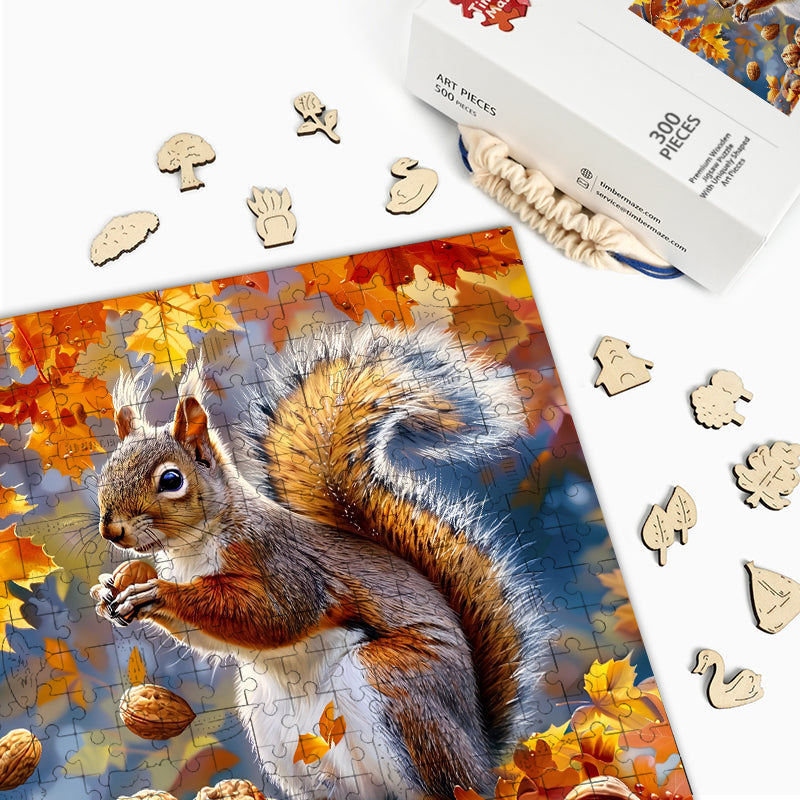 Autumn Squirrel - Wooden Jigsaw Puzzle