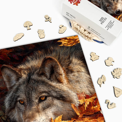 Autumn Wolf Rest - Wooden Jigsaw Puzzle
