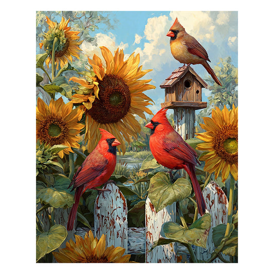 Cardinals & Sunflowers - Wooden Jigsaw Puzzle