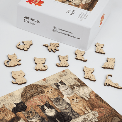 cats on sofa - Wooden Jigsaw Puzzle