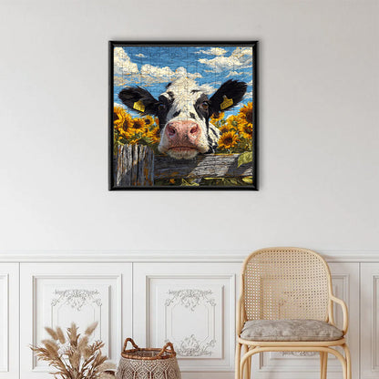 Cow in Sunflowers - Wooden Jigsaw Puzzle