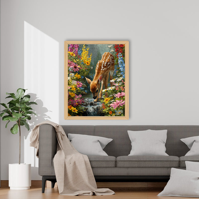 Fawn in Flowers - Wooden Jigsaw Puzzle