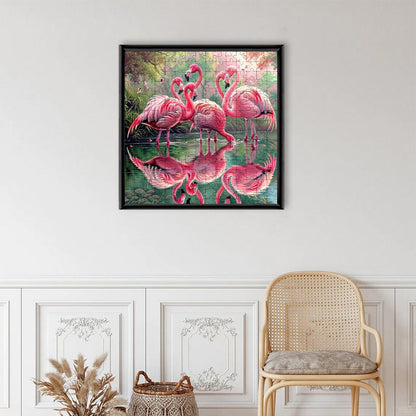 Flamingo Hearts - Wooden Jigsaw Puzzle