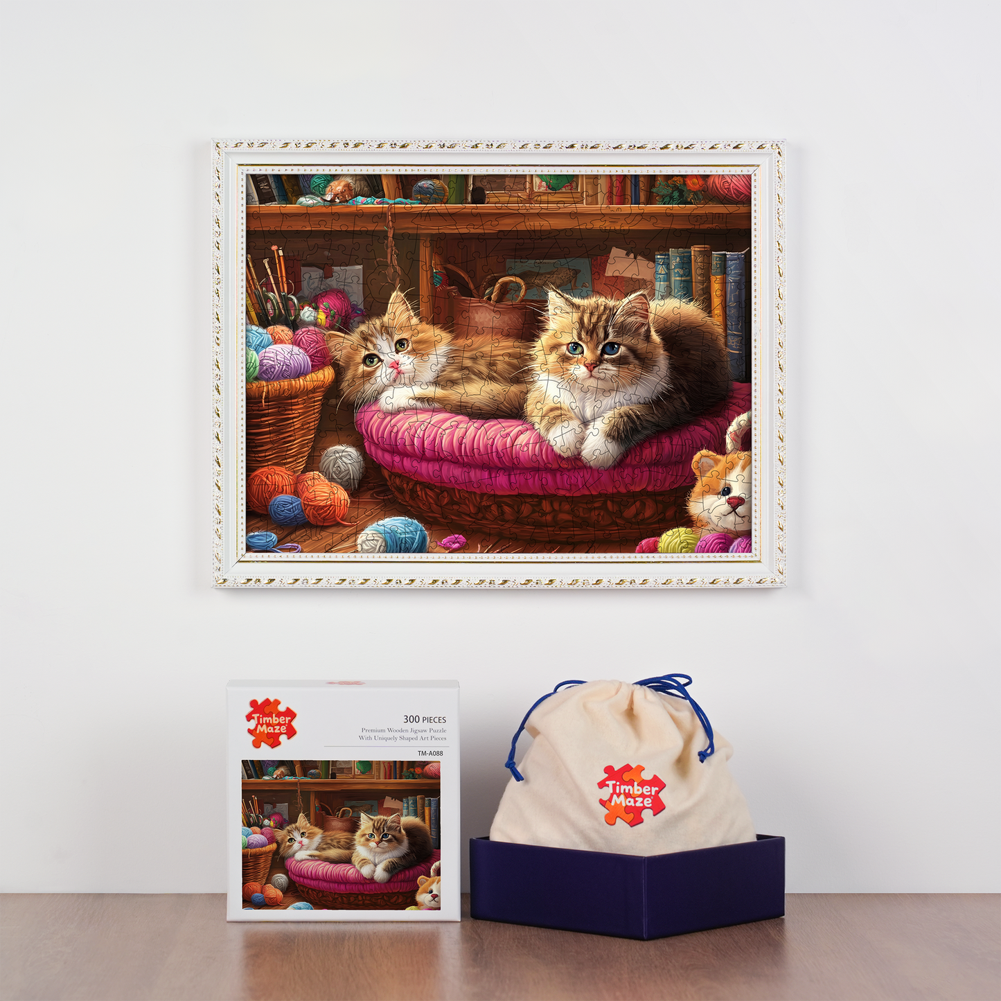 Knitting Cats - Wooden Jigsaw Puzzle