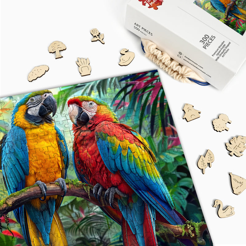 Rainbow Macaws - Wooden Jigsaw Puzzle