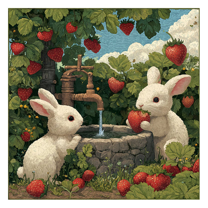 Strawberry Bunnies - Wooden Jigsaw Puzzle