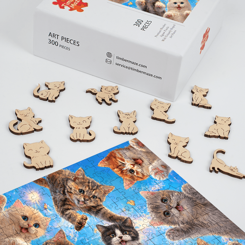 Cat from the Sky - Wooden Jigsaw Puzzle