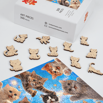 Cat from the Sky - Wooden Jigsaw Puzzle