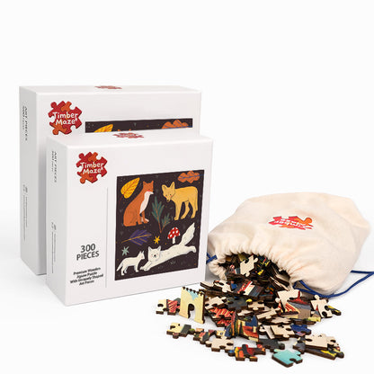 Fox Autumn Set - Wooden Jigsaw Puzzle