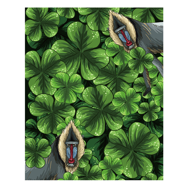 Mandrill in Clover Field - Wooden Jigsaw Puzzle