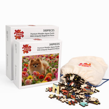 Pomeranian Bloom - Wooden Jigsaw Puzzle