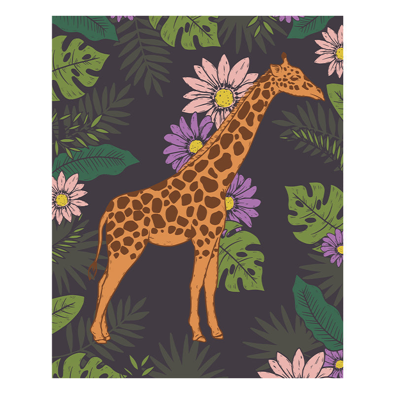 Tropical Giraffe Floral - Wooden Jigsaw Puzzle
