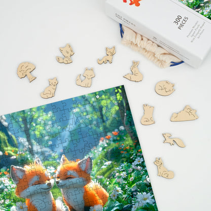 Cute Foxes - Wooden Jigsaw Puzzle
