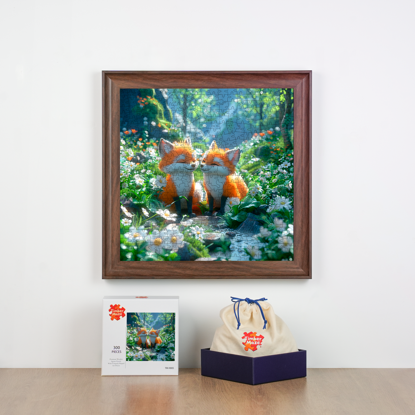 Cute Foxes - Wooden Jigsaw Puzzle