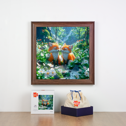 Cute Foxes - Wooden Jigsaw Puzzle