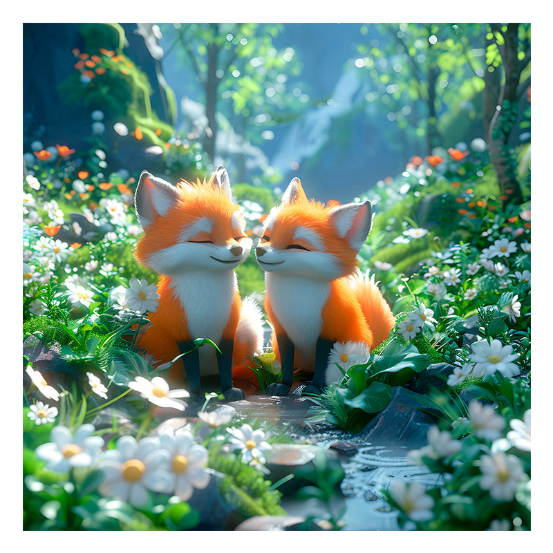 Cute Foxes - Wooden Jigsaw Puzzle